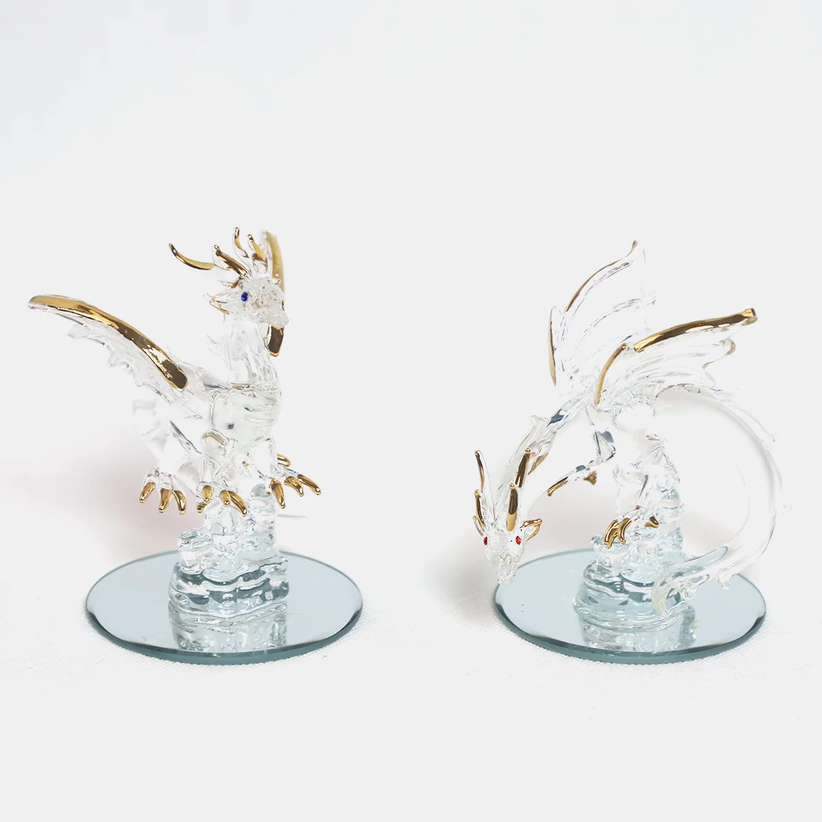 draghi soffiati in vetro illuminazione artigianato figurine di vetro ornamenti moda artigianato vetri ornamentali trasparenti all'ingrosso