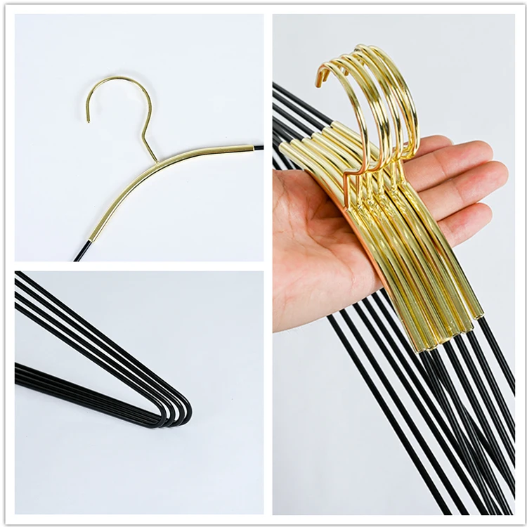 Non Slip Luxury Durable Heavy Duty Metal Hanger For Clothes Black Gold