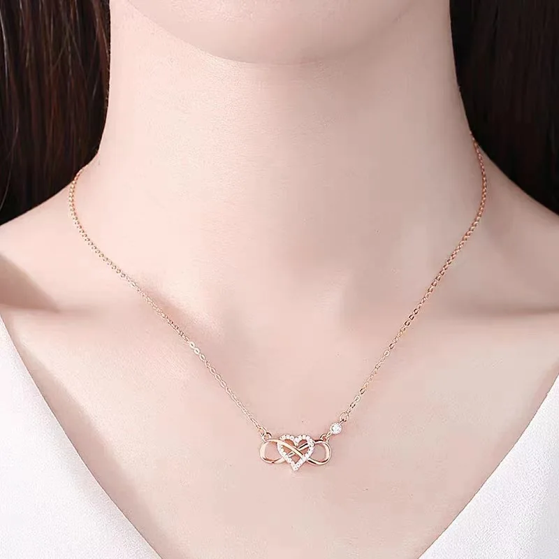 Ciondolo a forma di infinito in argento sterling - collana in argento 925 - bracciale in argento autentico - prezioso gioiello in argento - 2 pezzi - Italia