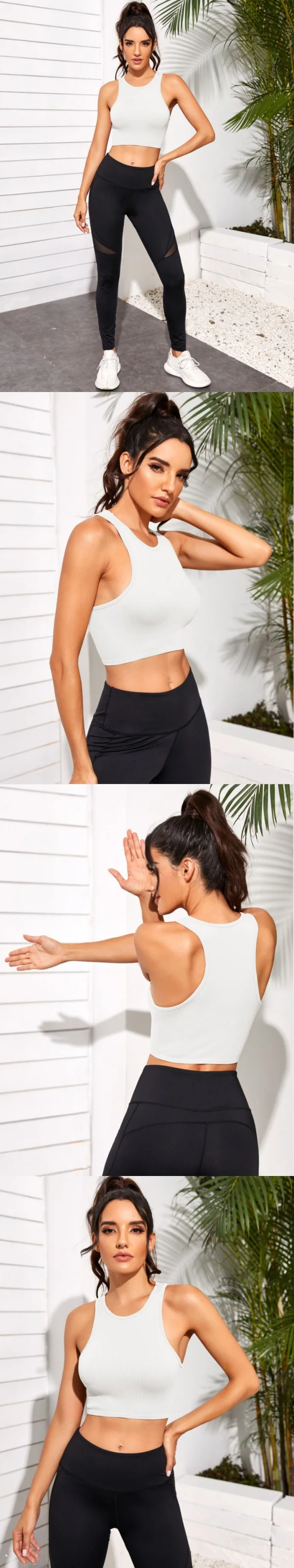 Women Vest Tank Top Yoga wear sleeveless sports vest for women without breast pads loose seamless knitted fitness top for women details