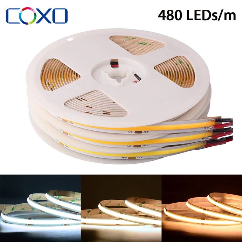 Cob led декоративный светодиодный Дюралайт 3 года ордер 480led ce по ограничению на использование опасных материалов в производстве 12v 100ft теплый белый 6500k свет 24v гибкий белый cob светодиодные полосы
