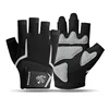 Guantes de medio dedo con velcro, diseño de cabeza de tigre en negro y gris.