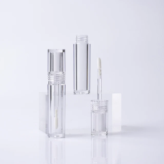 Luxury 3.5 ml empty whole transparent cylinder wand custom logo new design containers clear lip gloss tubes