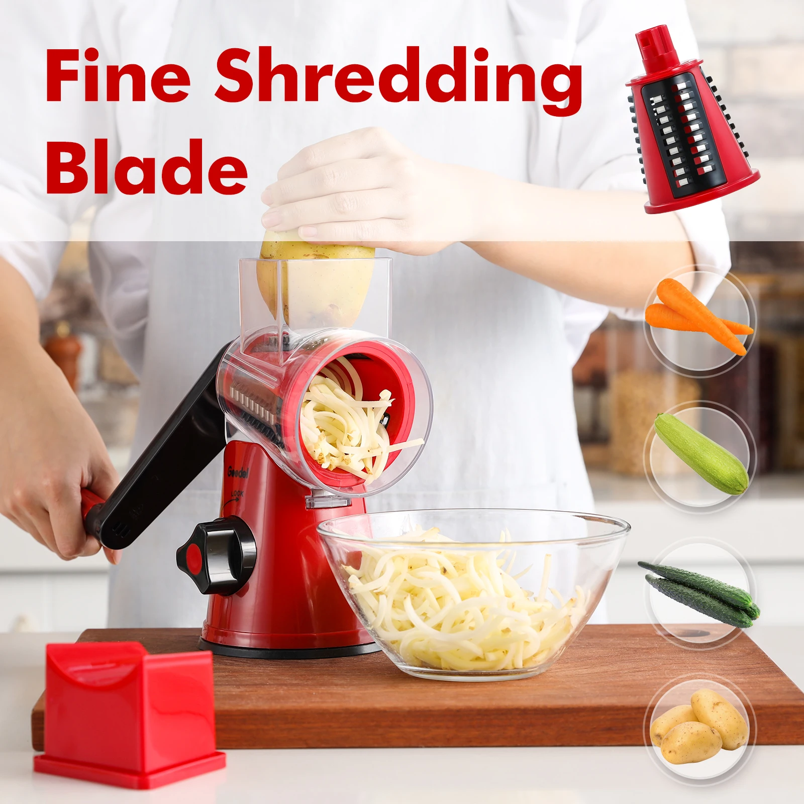 Multi Functional Rotary Vegetable Grater Cutter Stainless Steel Drum