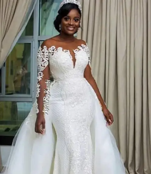 2020 nuevo vestido de novia de manga larga de un hombro vestido de