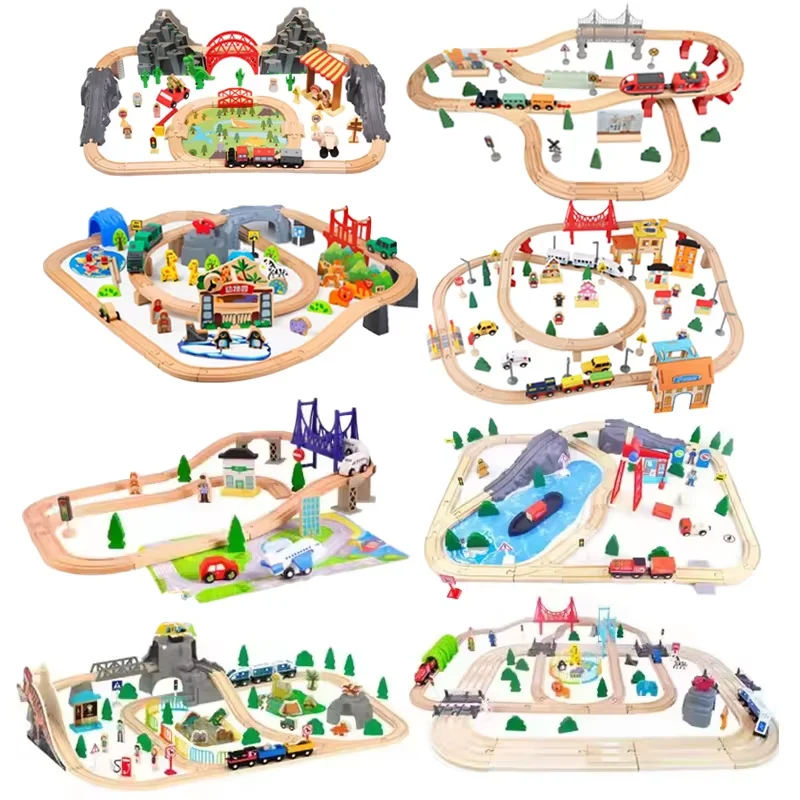 Custom Children Educational Play DIY Train Railway Track Wooden Train Set Toy for Kids Train Toy