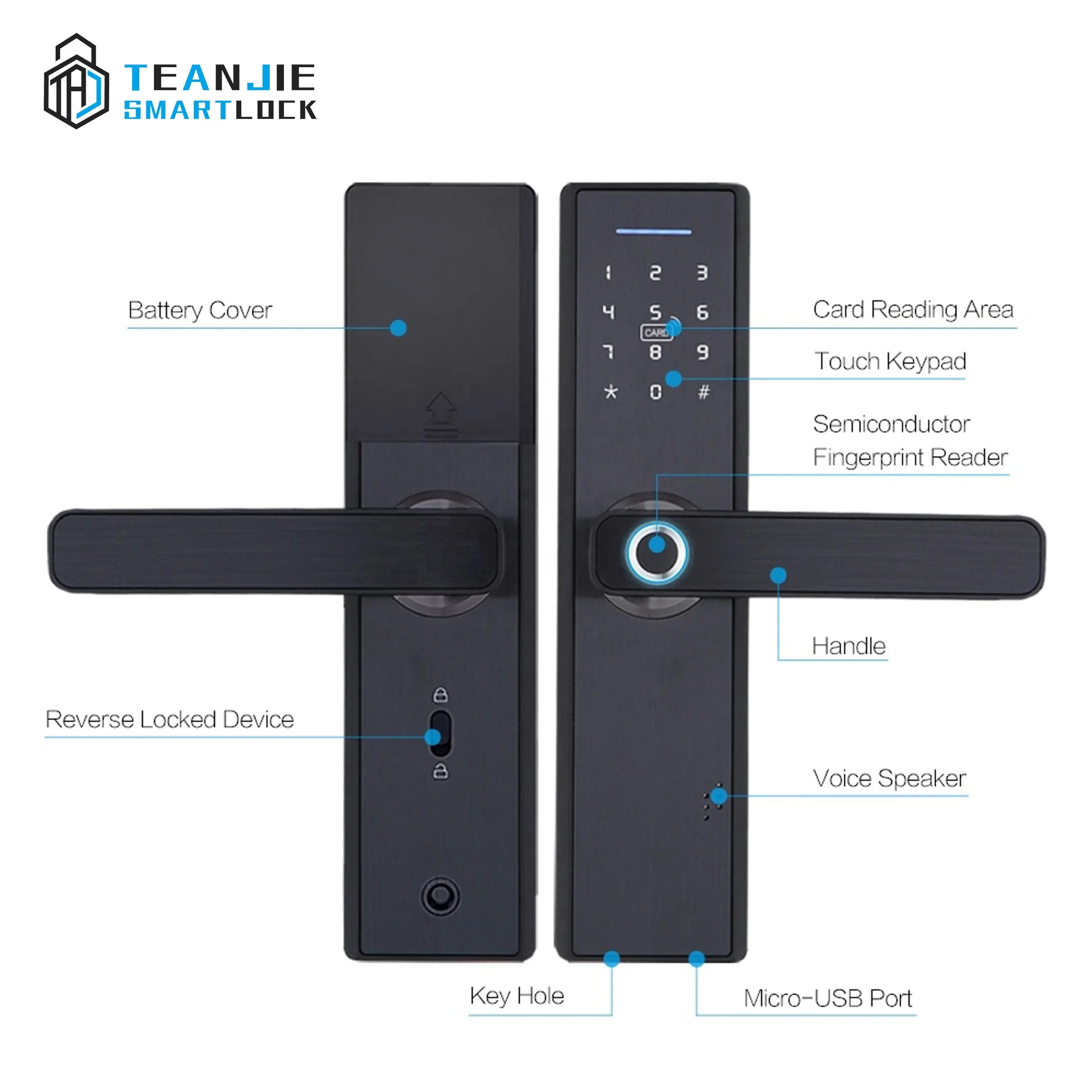 Aluminum Alloy Fingerprint & Keyless Password Smart Lock Waterproof Outdoor Digital Door Lock with Wifi Doorbell for Wood Door