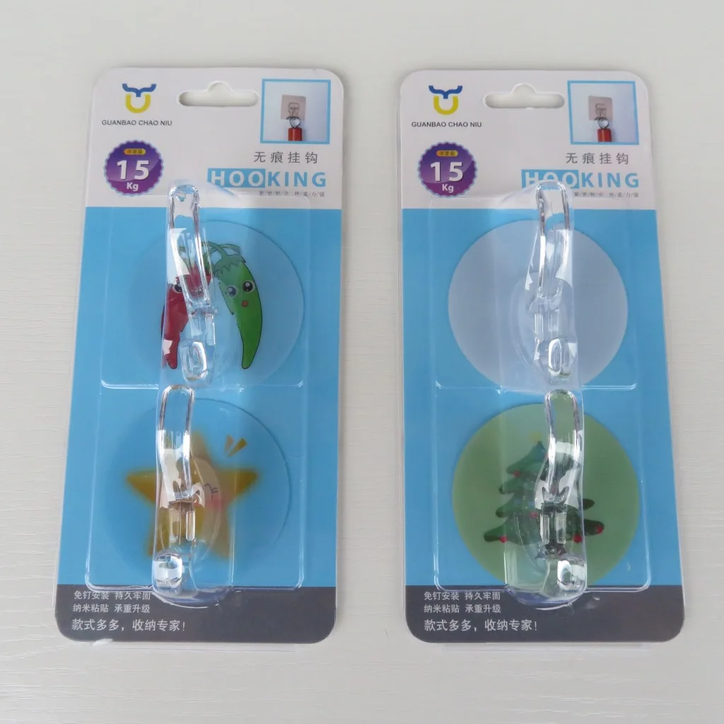 Manufacturer direct insert card crystal coat and hat novelty hooks 2 a card loaded traceless strong paste novelty hooks manufacture