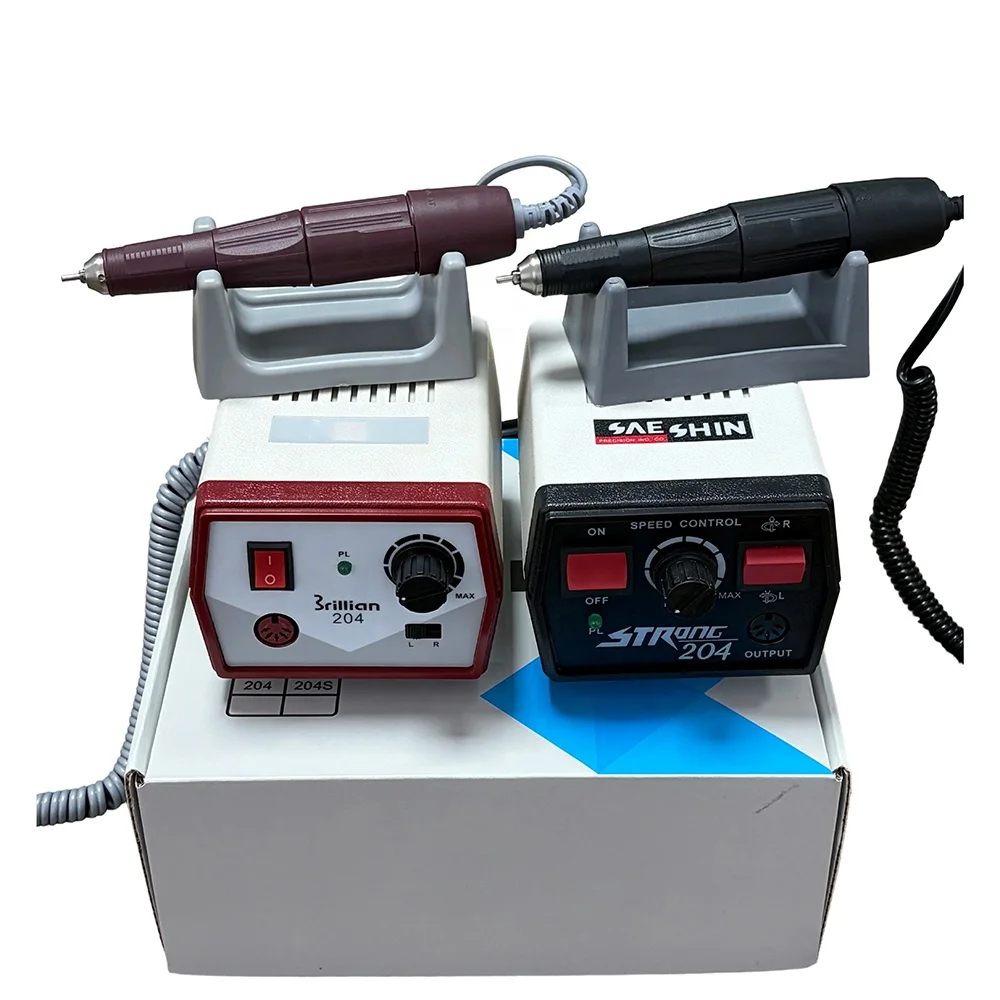 STRONG 204 102L Brushed Micromotor 35000RPM Electric Manicure Drill Machine 40K 105L Handpiece Professional Portable Nail Drill