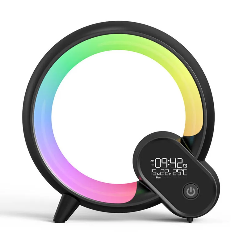 G자형 RGB 스마트 램프 LED 야간 조명 블루투스 스피커 알람 시계 앱 제어