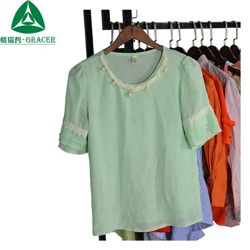 Ladies Summer Cotton Blouse Casual Wear Used Clothing from Hong Kong Market in Bales