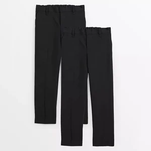 OEM Custom Kids Boys Long Pants Slant Pockets Straight Style School Uniform Embroidered Elastic Waistband Spring Collection