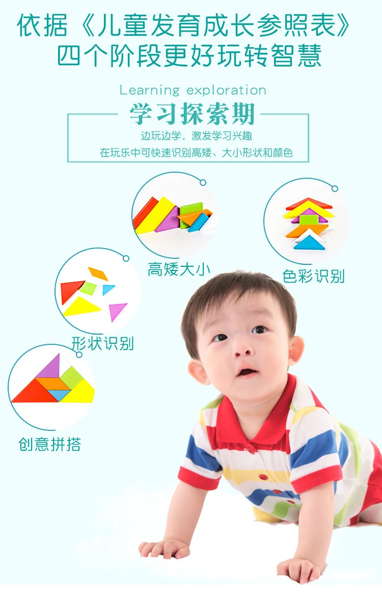 Wooden Tangram Jigsaw Puzzle – 7 Colorful Pieces for Educational Play ...