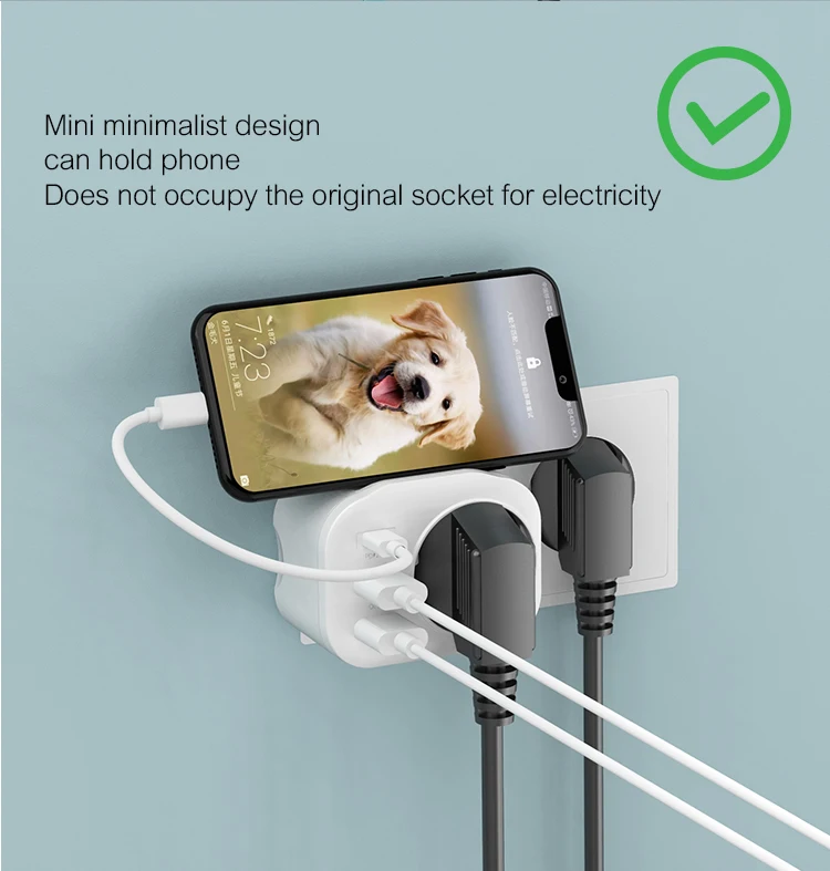 Wontravel 20 PD Own Patent 2 USB Power Strip Surge Protector Outlet Wall Plug Grounded Socket manufacture