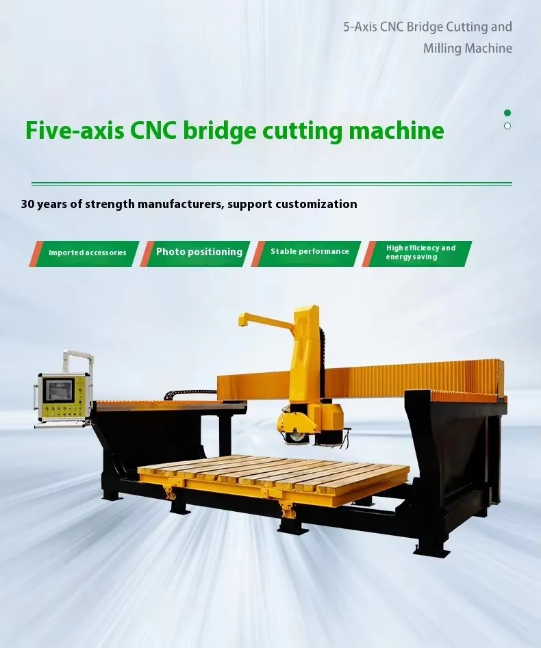 5 Axis CNC Stone Cutter 4+1 Bridge Saw Slab Cutting Machine for ...