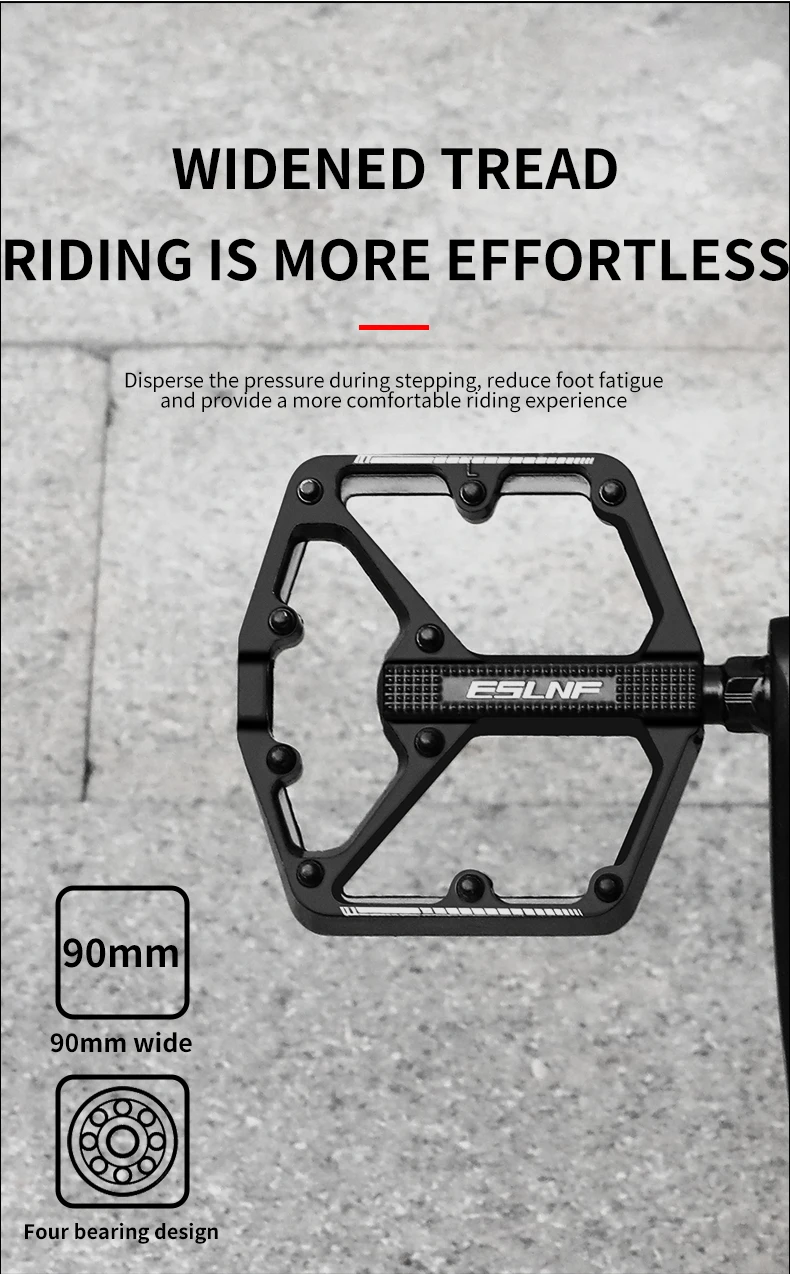 Eslnf Wide Bike Pedal Universal Du Dustproof Nails Sealed Bearing