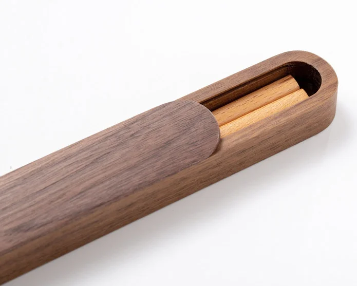 Лазерная портативная посуда с логотипом на заказ для путешествий многоразовые японские деревянные палочки из бука еды чехлом черного