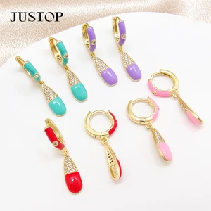 Cz Women's Trendy round Gold-Plated Korean Earrings Small Huggie Dangle Drop Minimal Jewelry for Weddings