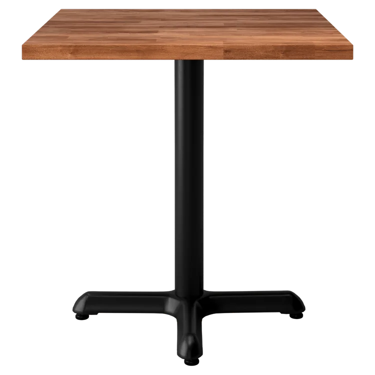 Черный стальной крест ноги высокого качества уличный деревянный стол для ресторана 80x80
