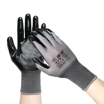 Grey Nitrile Palm Gloves Auto Repair Gardening Gloves Per Dozens Chinese Custom Exporter