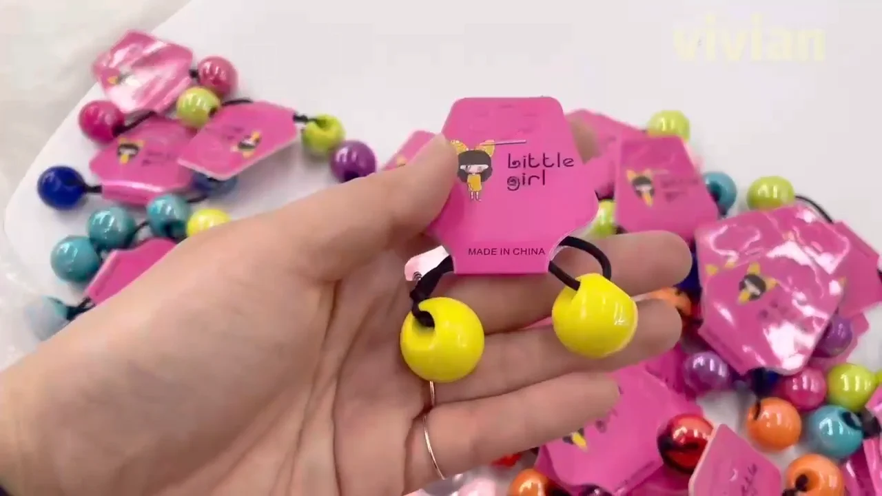 Vivian Hair Big Bead Ponytail Knocker Ball Kids Hair Ties Little Girls Large Hair Bobbles Ball