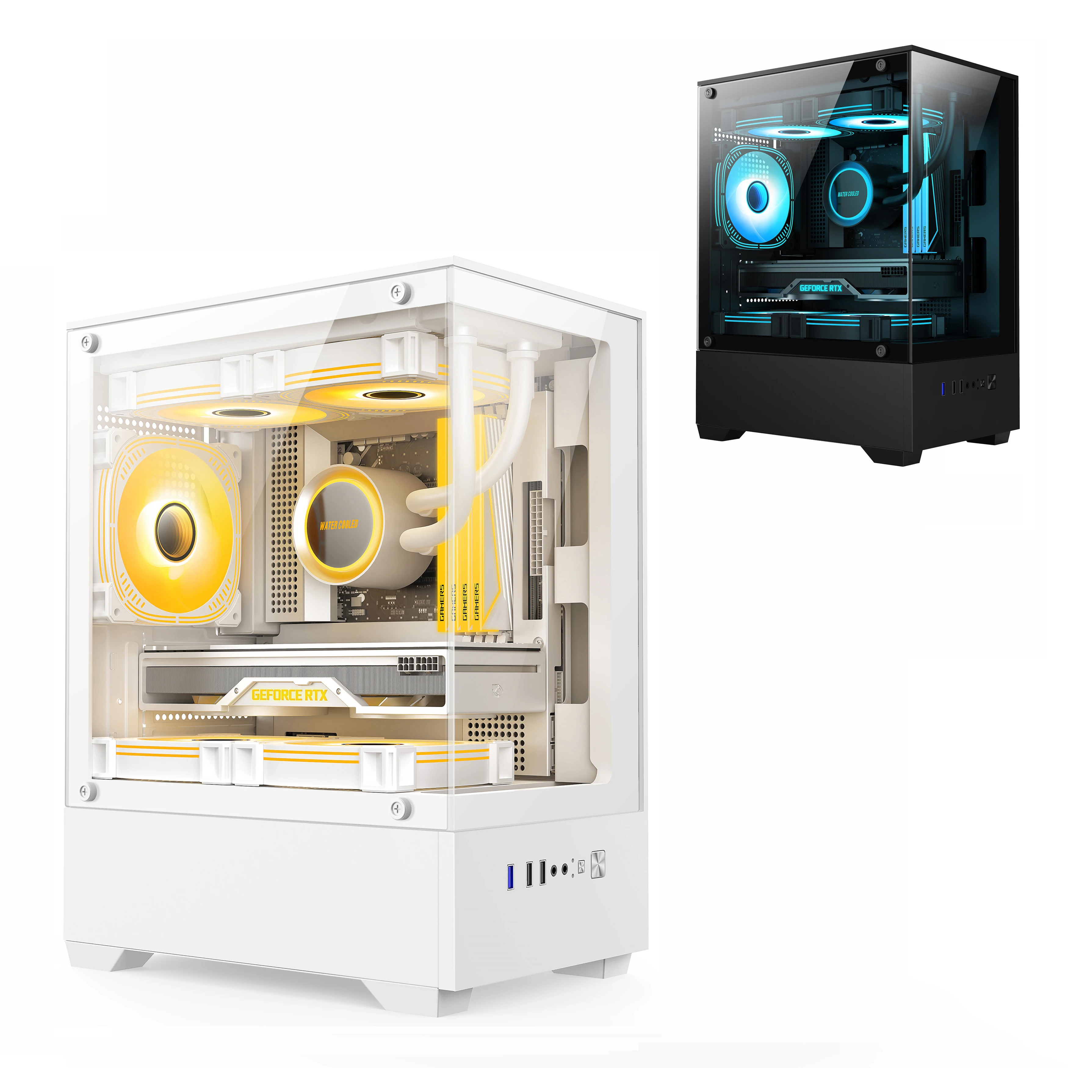 White PC Case with Tempered Glass Panels - M-ATX/ITX Builds