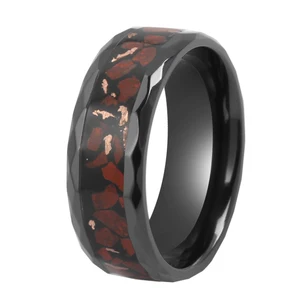 Classic Trendy Black Zirconium Men's Wedding Band Rings-Customizable Design for Wedding Occasions