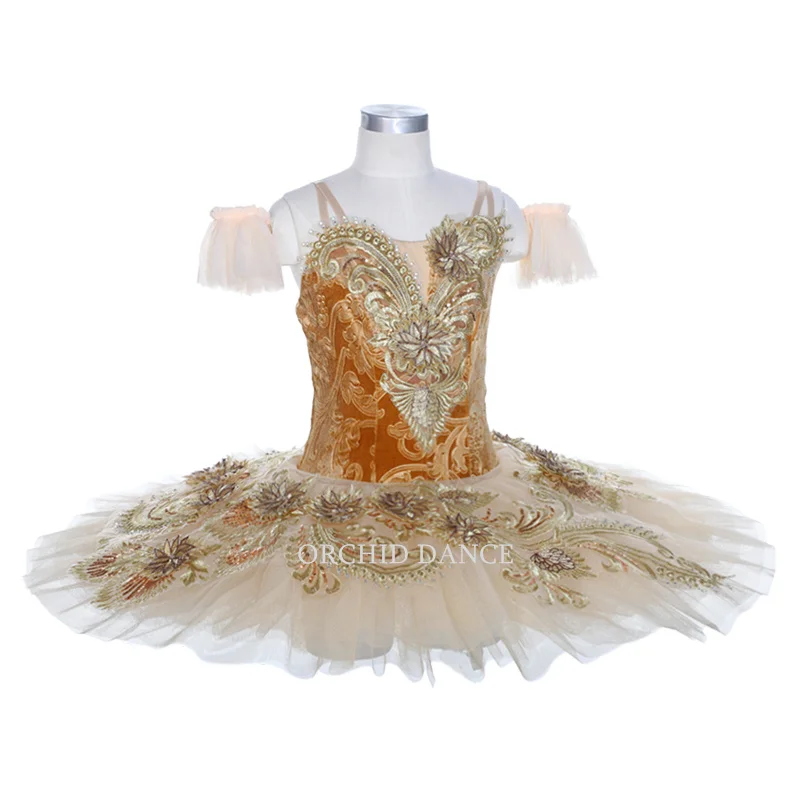 Professional Ballet Costumes - Gold Tutu Performance Wear Professional Ballet Costumes - Gold Tutu Performance Wear