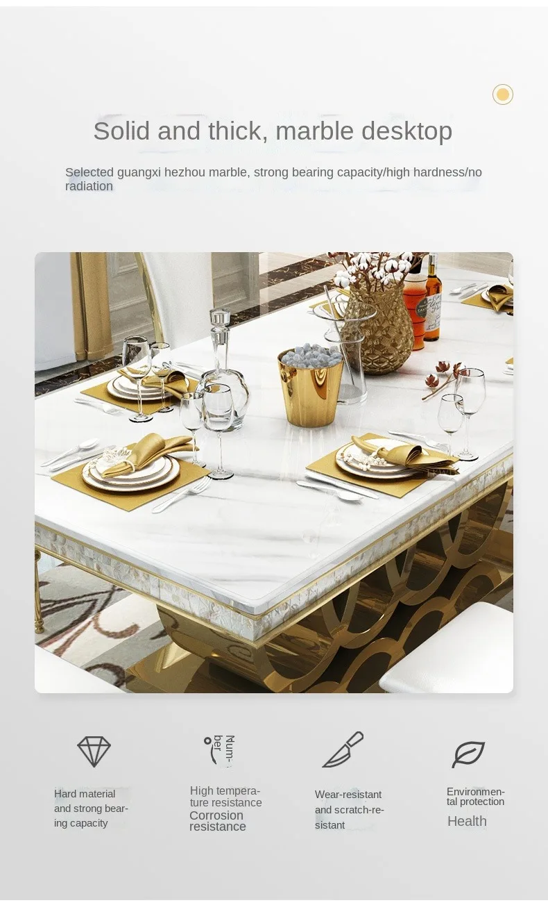 Moxie Luxury Home Furniture Sets Weighty Stainless Steel Dining Table