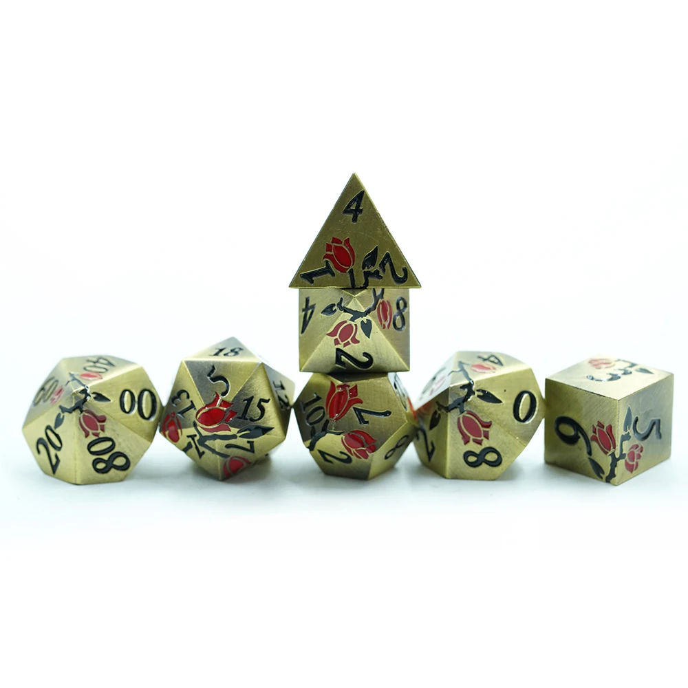 Горячая распродажа набора кубиков DND RPG из твердого цинкового сплава многогранный трехцветный розовый набор для игроков DND