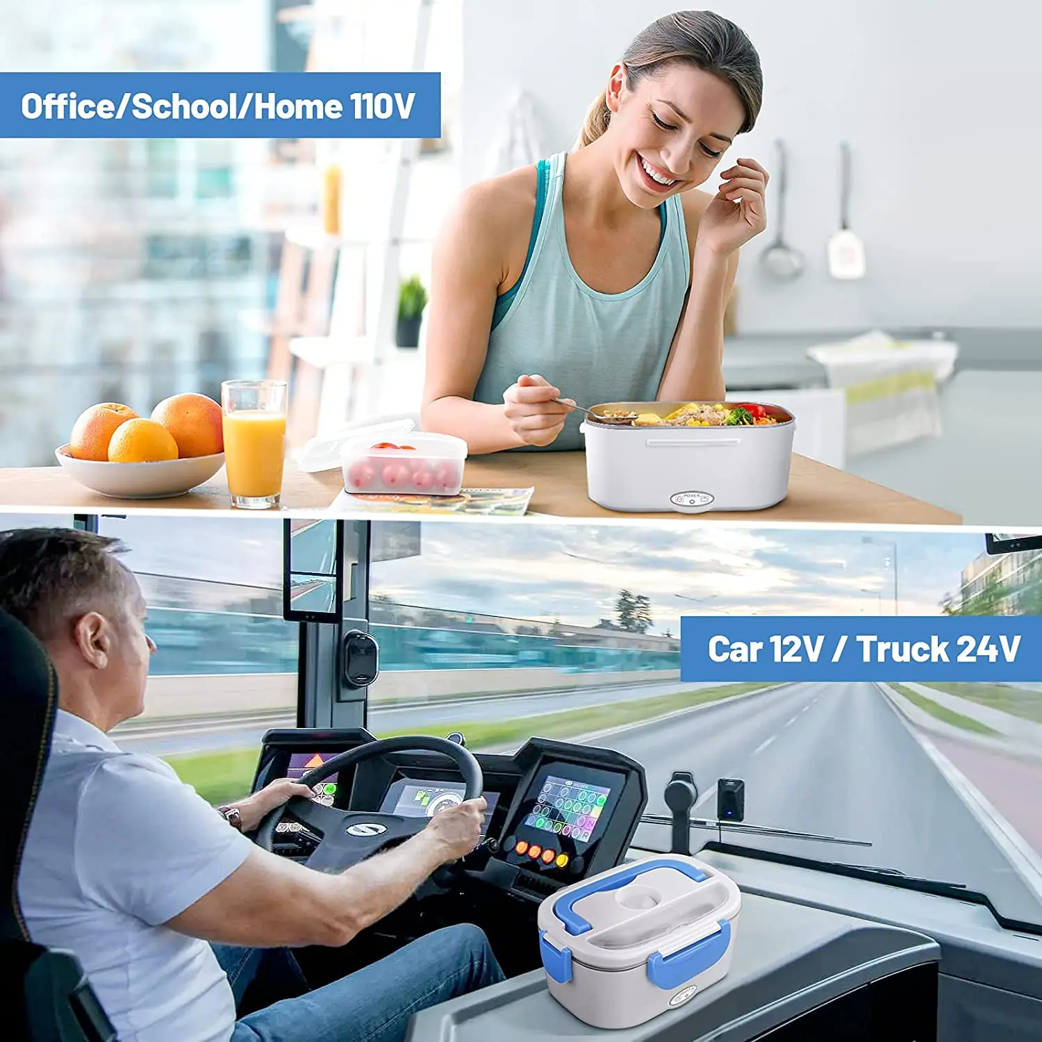 12v/24v/110v/220v Portable Heated Electric Lunch Boxes Food Warmer