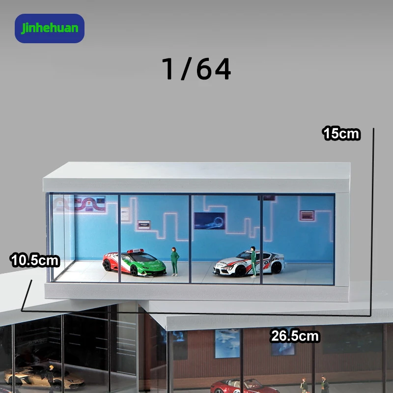 1:64 Scale Diecast Toy Casting Zinc Alloy Model Car Decoration Display Simulation Parking Garage PVC Acrylic Dust Box for Boys