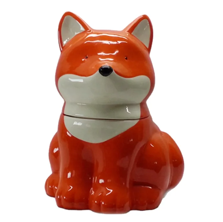 Fox Sculpted Ceramic Large top Canister Cookie Jar