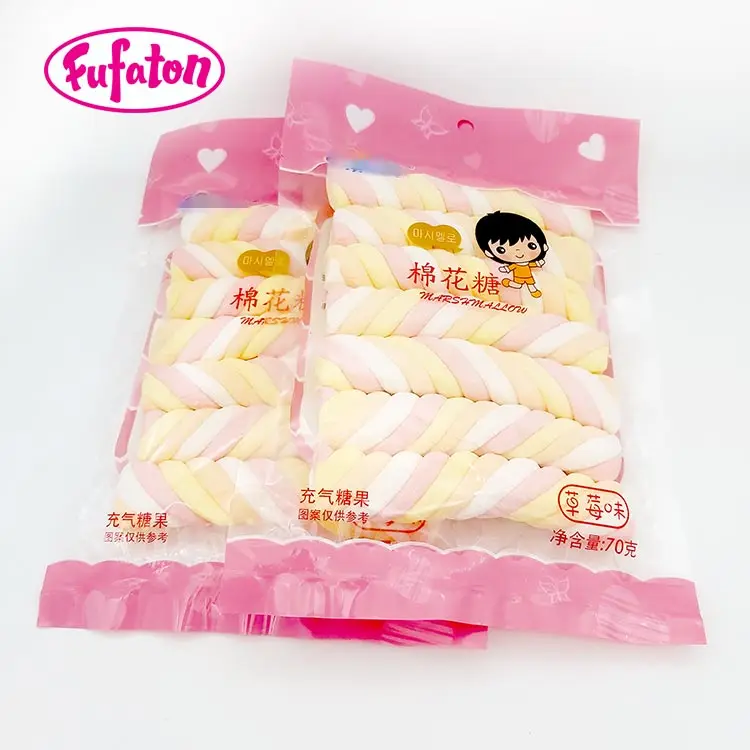 Fruit Flavored Colorful Long Twist Marshmallow Candy