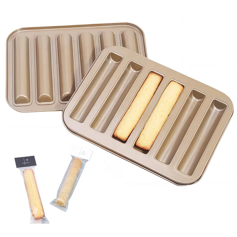 Көміртегі болаттан жасалған, біріктірілмейтін, пісіру үшін ыңғайлы 6 ұяшықты саусақ печенье кескіші, пирог формасы, кондитерлік финансье торттары үшін құрал