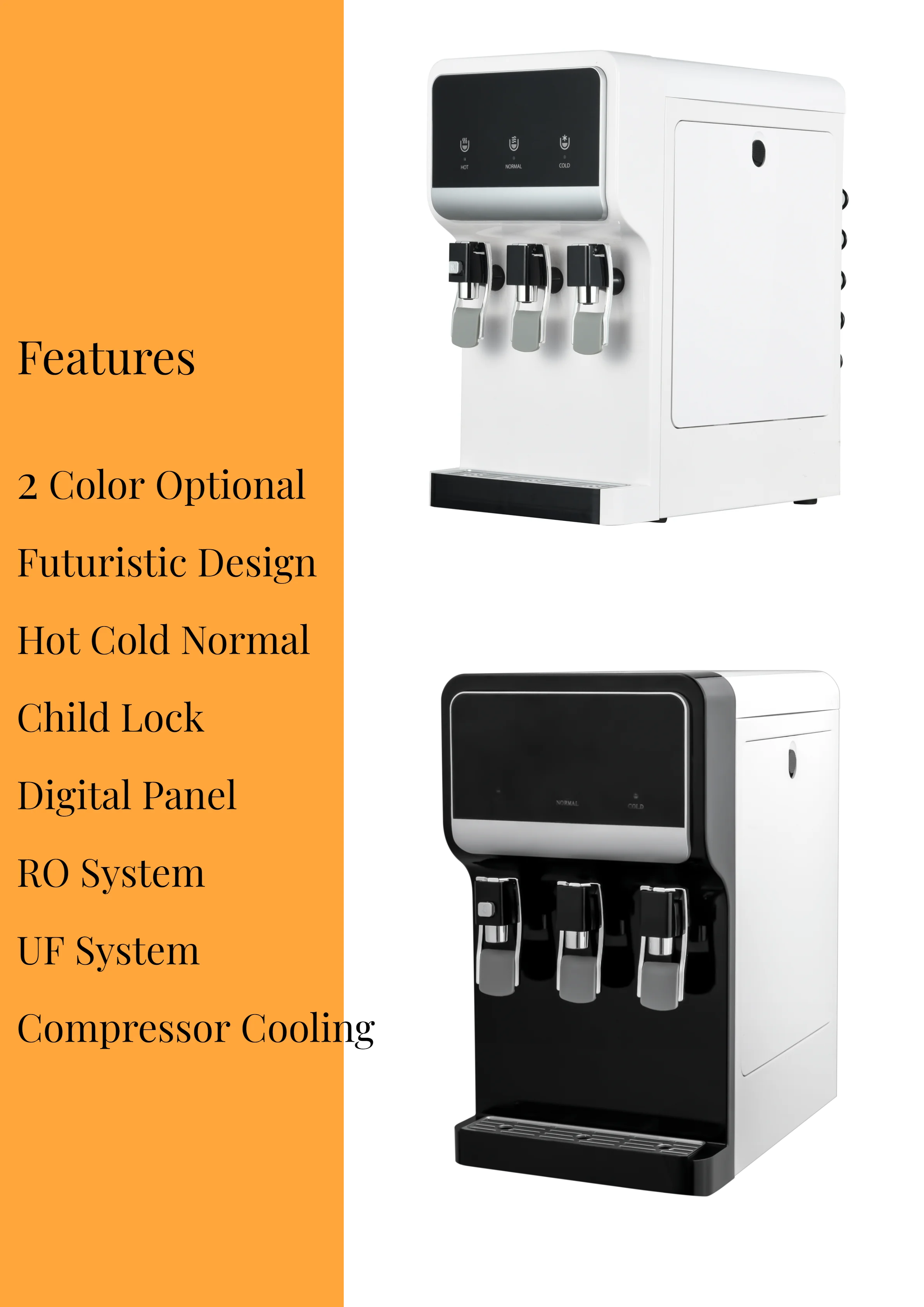 Desktop 3 Taps desktop Water Dispenser Hot Cold Water Cooler Water Purifier with Optional UV ALKALINE