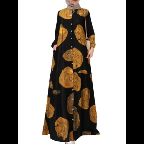 Europe And America Four Color Mix Muslim Dresses Long Flared Skirts ...