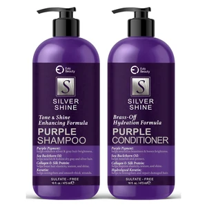 OEM\ODM Evia Beauty Silver Shine Purple Shampoo & Conditioner Set - Brass Banishing, Toning for Silver/Grey Hair, Sulfate-Free