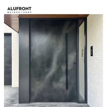 ALUFRONT Modern Design Exterior Thermal Break Solid Aluminum Main Pivot Front Entry Doors for Villa House