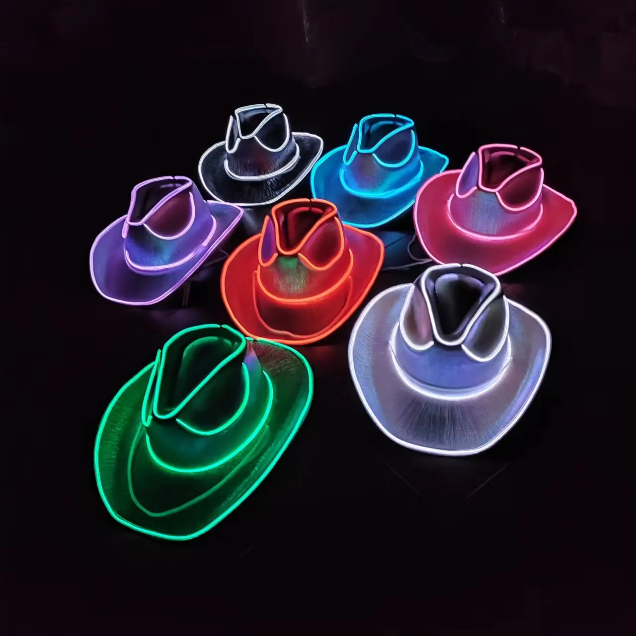 Colorful Led Light Up Hat Adult Cowboy Cowgirl Hat For Halloween ...