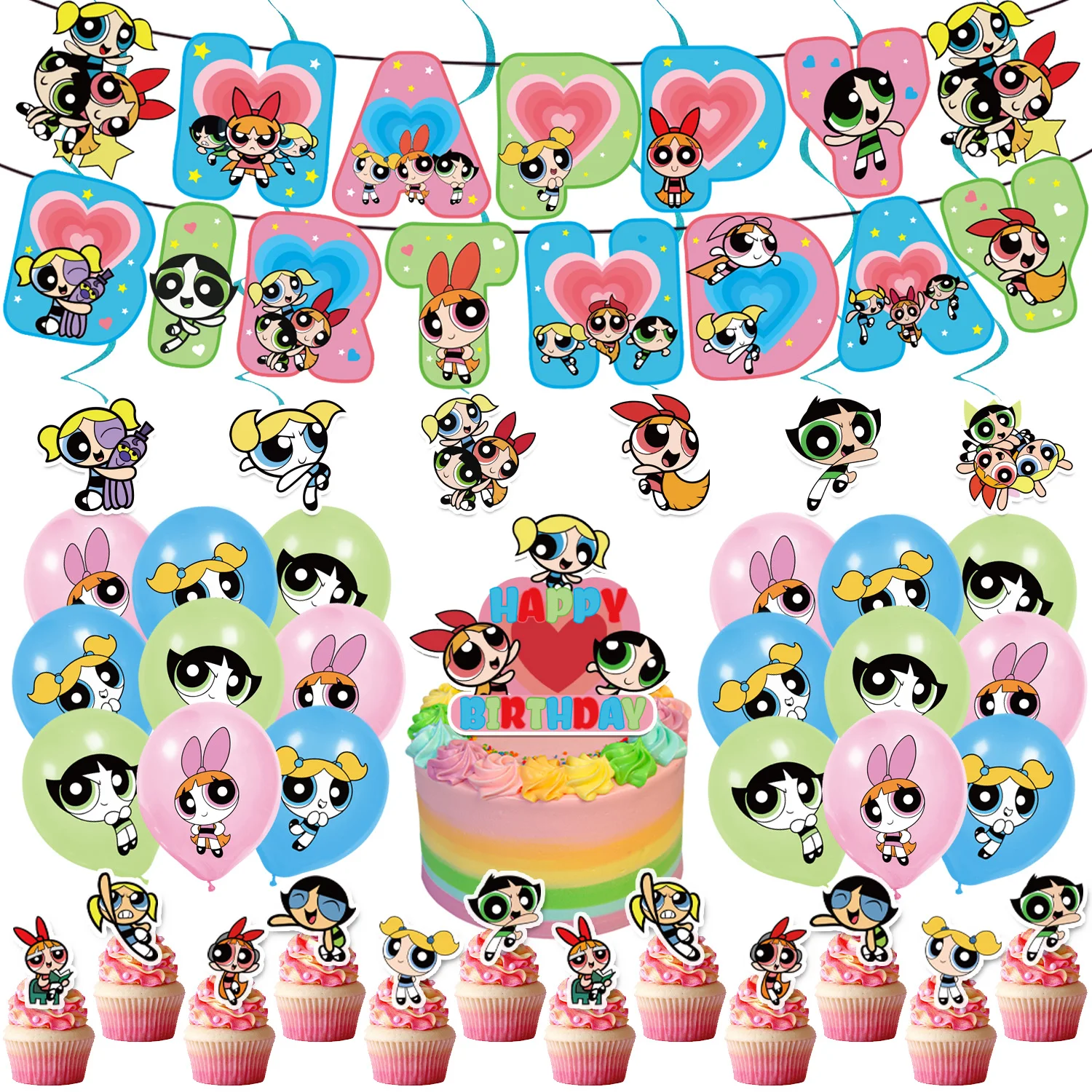 Cute The Powerpuff Girls Theme Birthday Party Decoration Set With Latex ...