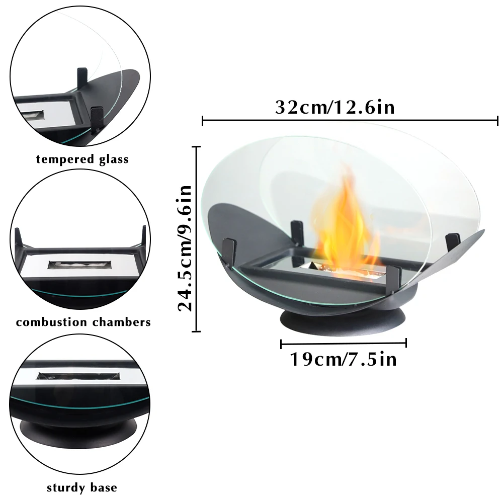 Table Bio Ethanol Fuel Oval Alcohol Fireplace Gel Insert Unique Design