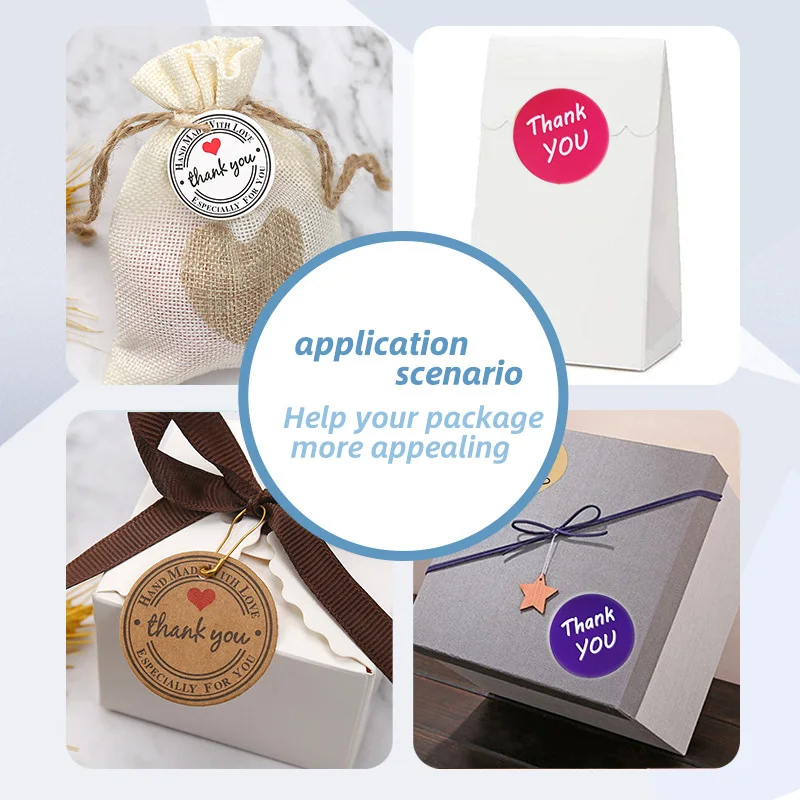 30mm 48pcs/Sheet PET Thank You Labels Circle Thanksgiving Day Adhesive Stickers Eco-Friendly Waterproof Business Gift Packaging manufacture