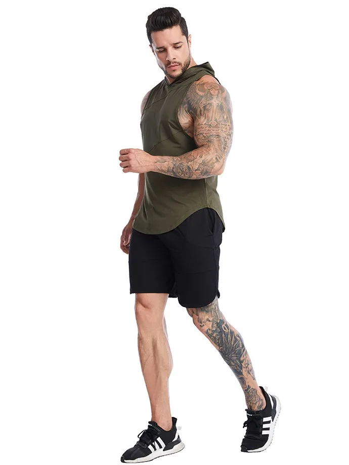 Solid 2 In 1 Running Shorts Men Doubledeck Quick Dry Sport Short Pants