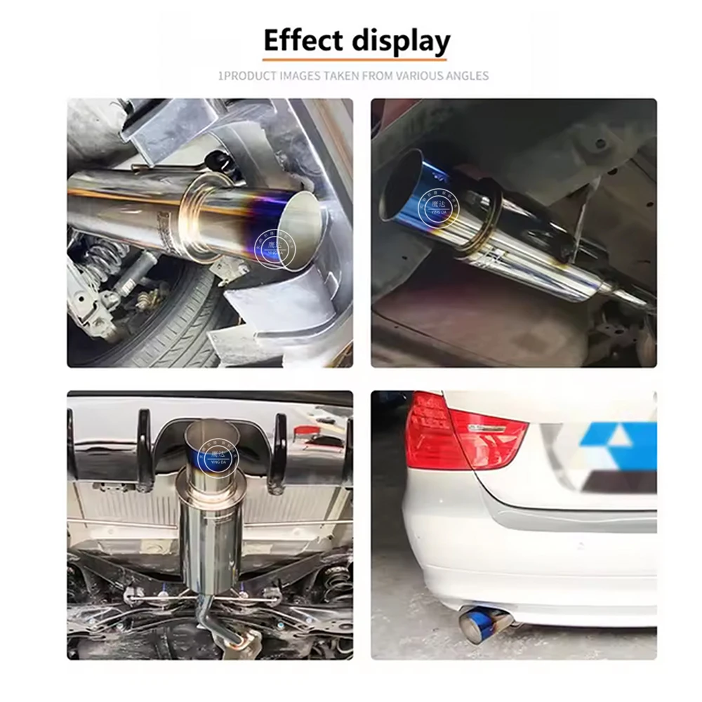 Hot Car Exhaust Modification Sound Wave for HKS  Straight Drum 114-51mm Silencer Stainless Steel Modified Pipe Tail Throat JASMA