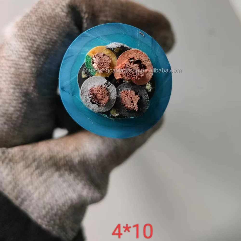 4 Core 4C 2.5mm 4mm 10mm 16mm 25mm Round Rubber Blue Electric Submersible Deep Well Pump Cable