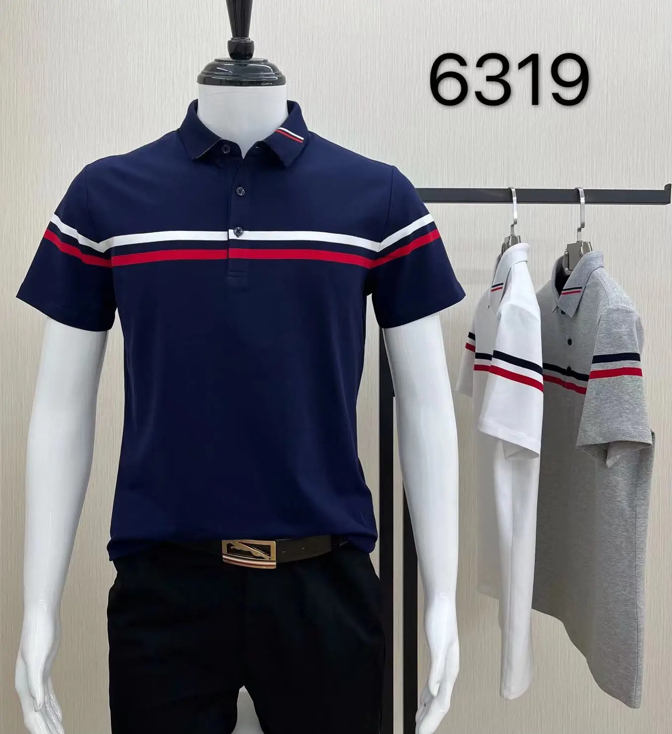 High Quality Custom Brand Striped 100% Cotton Men Casual Business Golf ...