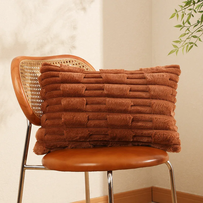 2024 Aoyatex Autumn/Winter small rabbit hair wheat wool throw pillow cushion simple modern new throw pillow details