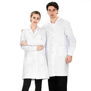 OEM Custom Unisex Long Sleeve Hospital Medical Doctor Wear Uniforms White Lab Coats Work Clothes