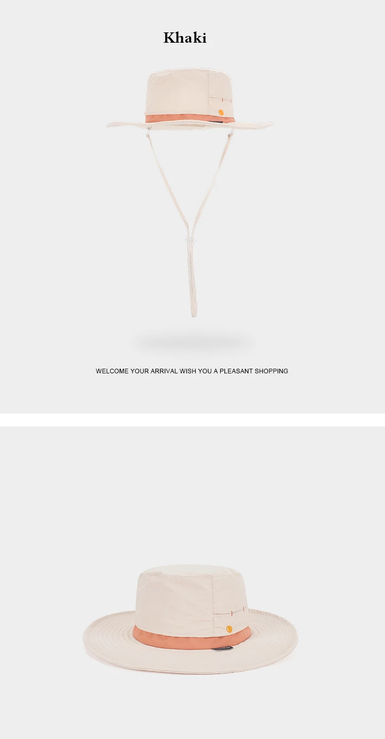 Fashionable Summer Bucket Hat New Design Light Flat Brim Waterproof Sun Protection Windproof Rope for Fisherman's Fishing